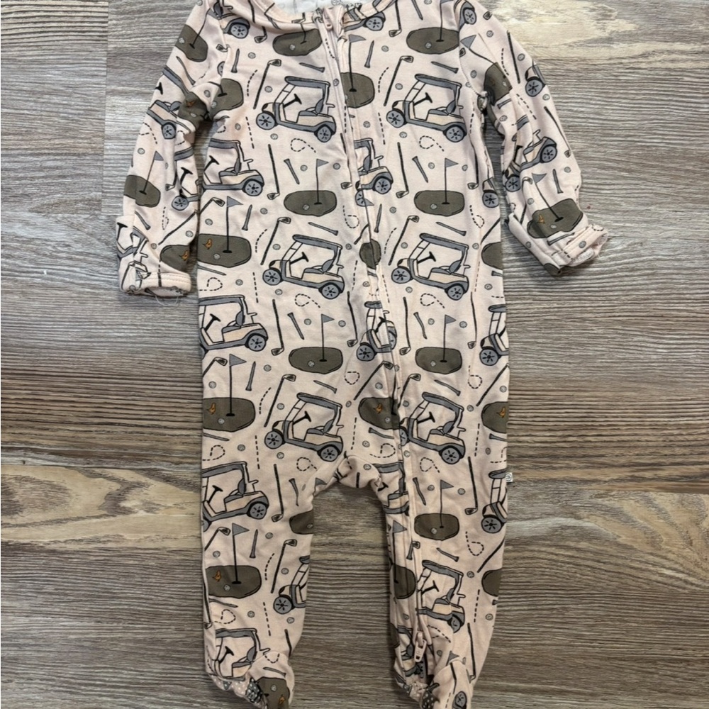 Baby Caden Lane Bamboo Tee Time Zipper Footie PJs 0-3 month - Picture 2 of 2